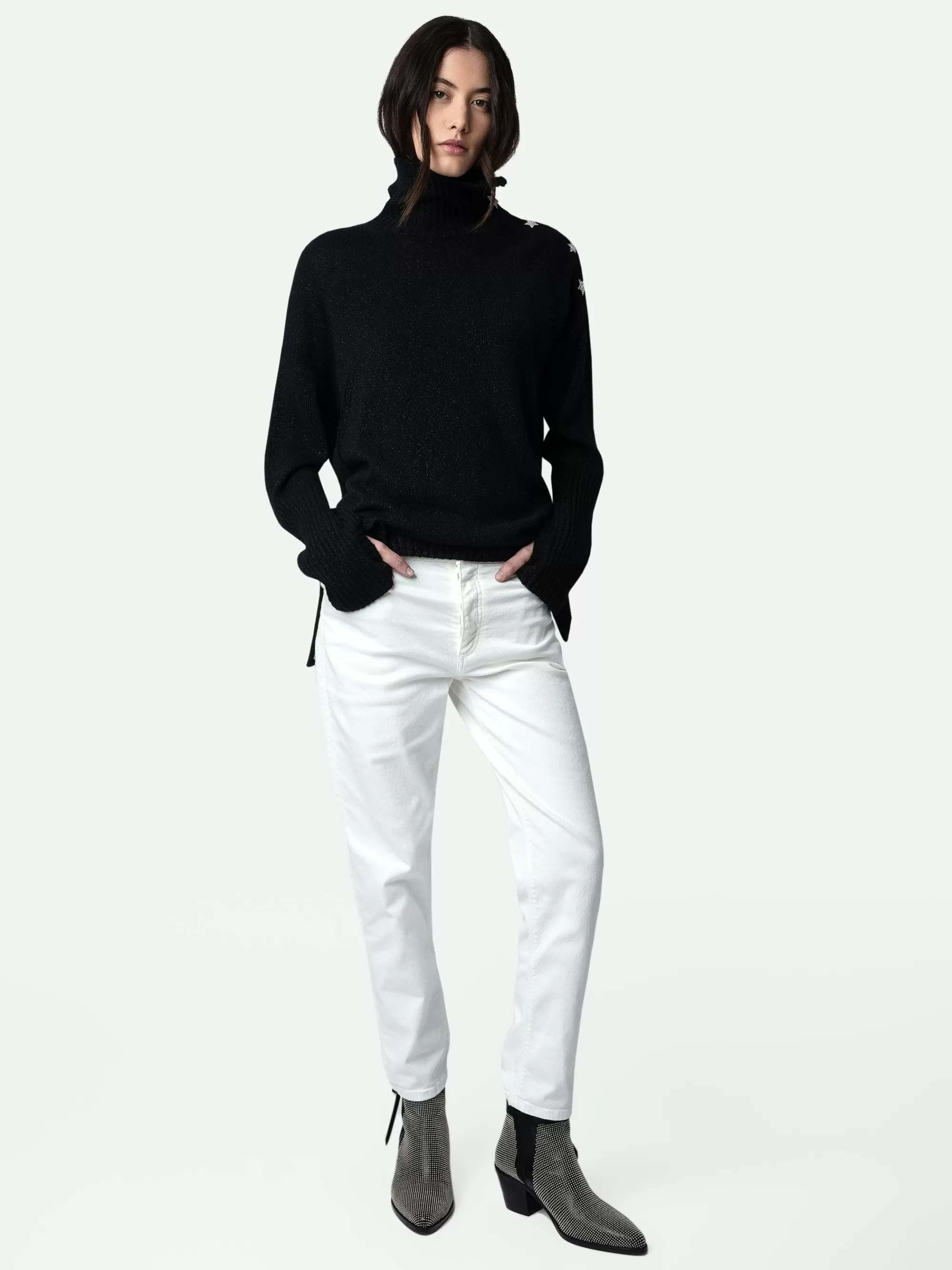 Sweaters & Cardigans | Cashmere | Zadig&Voltaire Alma Jewelled Cashmere Sweater Black