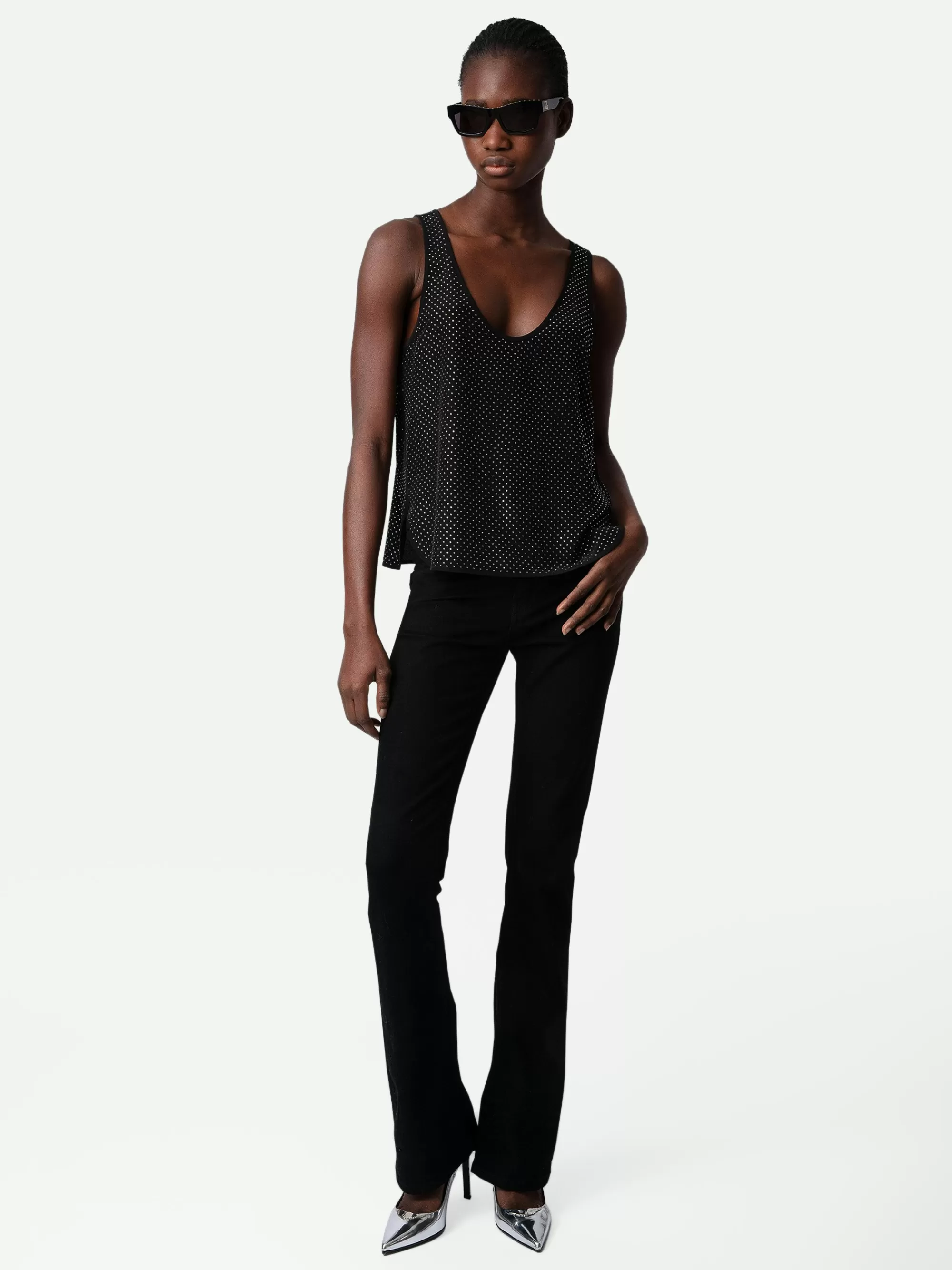 Tops & Shirts | Embellishment | Zadig&Voltaire Carys Diamanté Silk Top Black