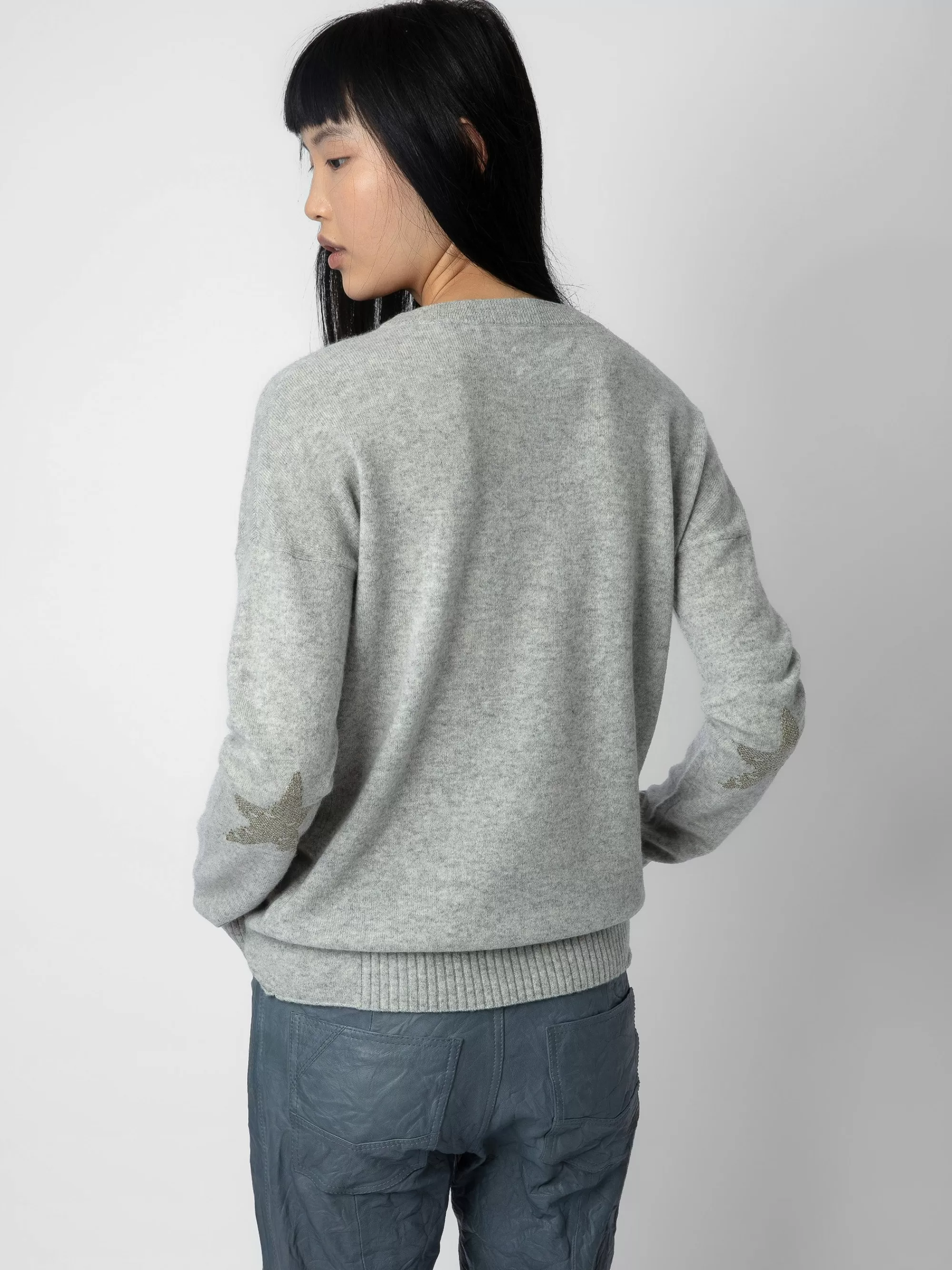 Sweaters & Cardigans | Spring/Summer 2024 | Zadig&Voltaire Cici Patch Cashmere Sweater Gris chine clair