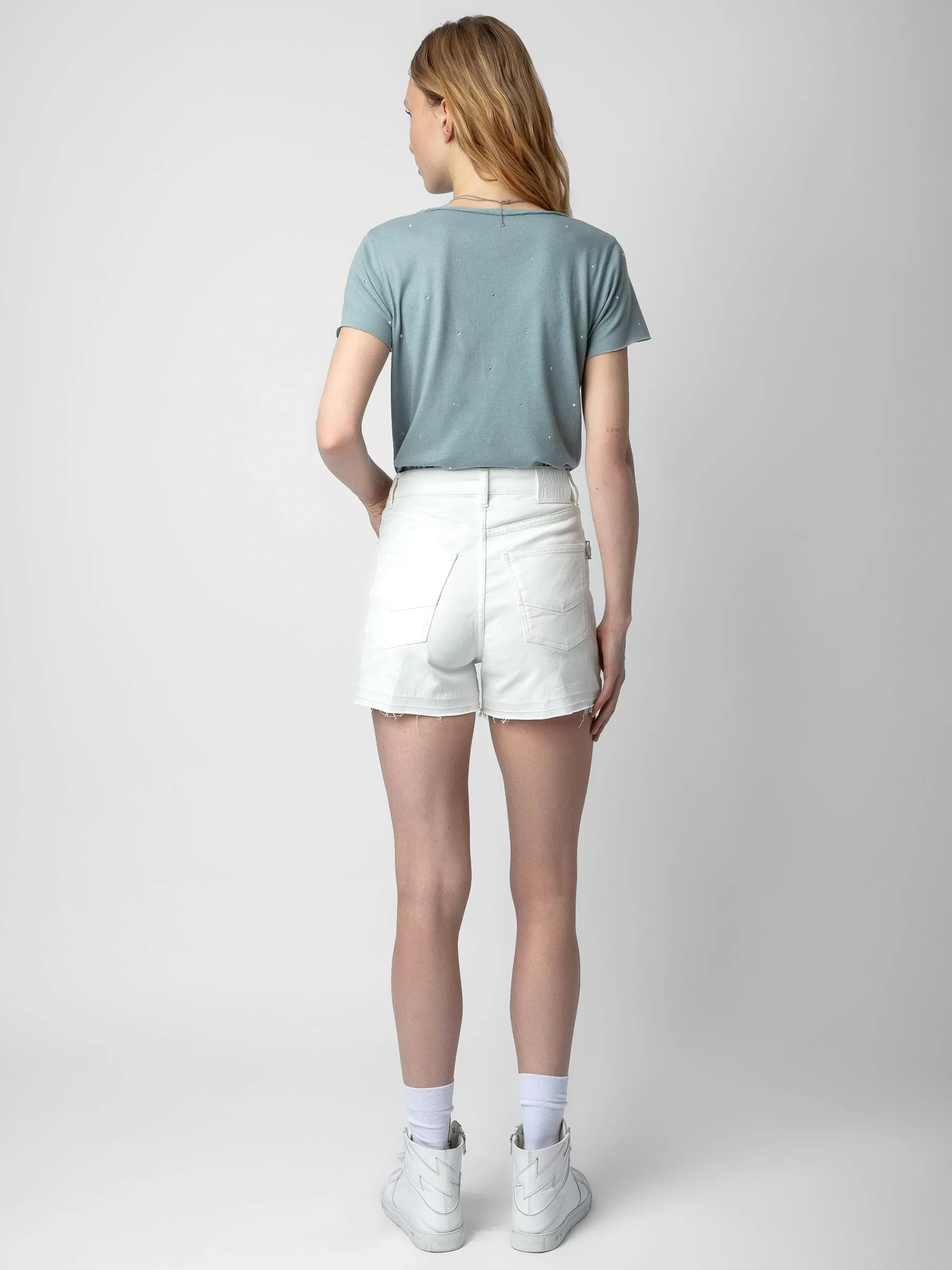 T-Shirts | Embellishment | Zadig&Voltaire Diamanté Henley T-shirt Glacier