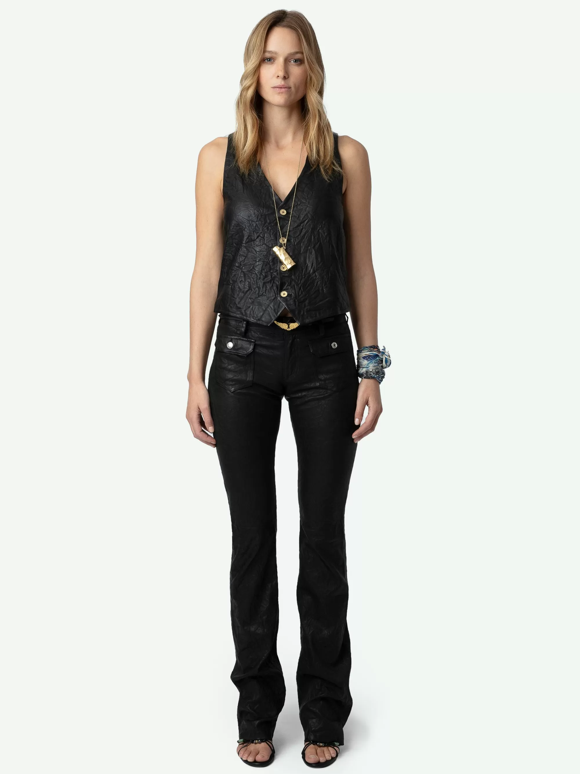 Tops & Shirts | Blazers | Zadig&Voltaire Emilie Crinkled Leather Vest Black