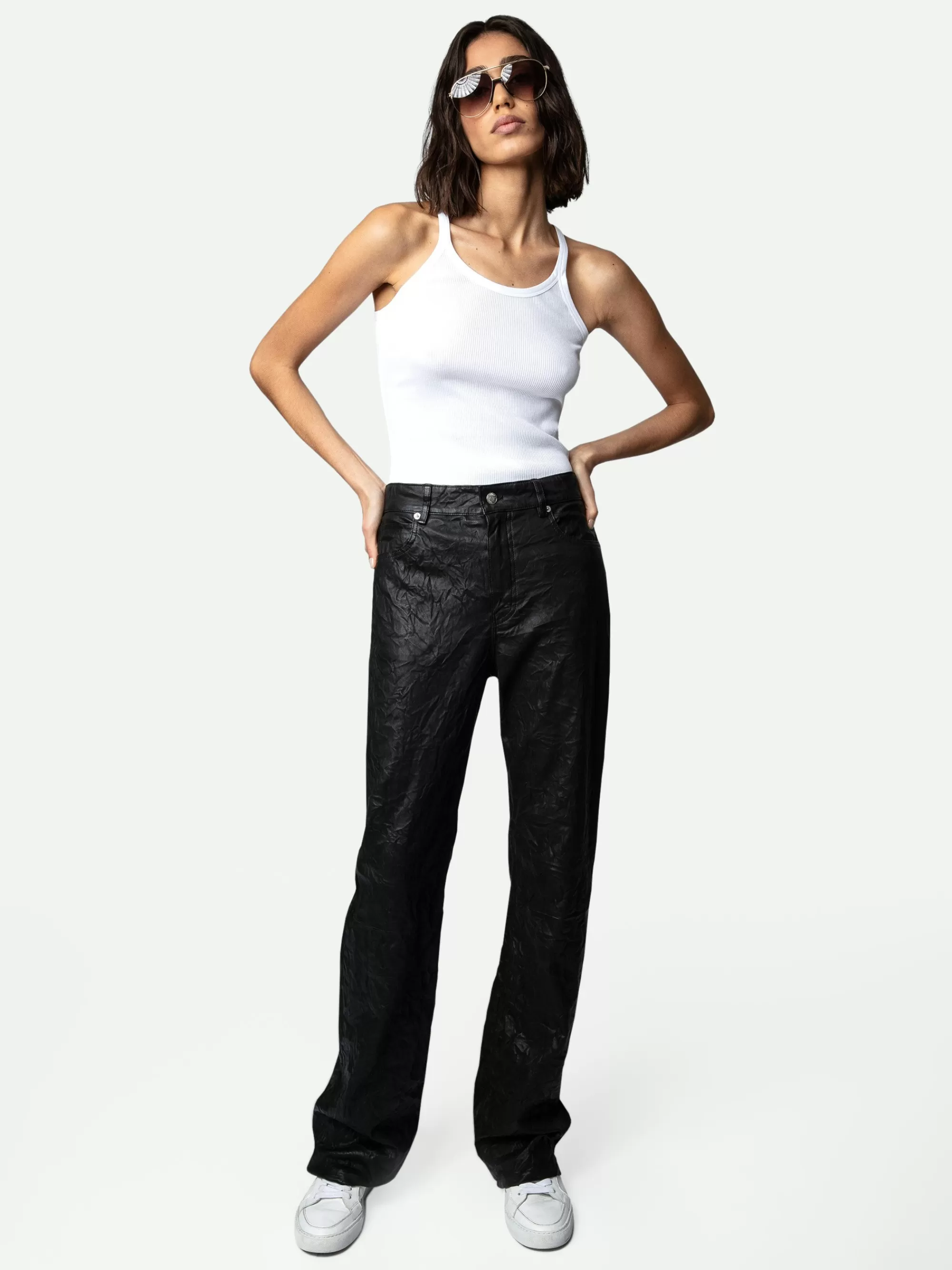 Leather | Leather Your Way | Zadig&Voltaire Evy Crinkled Leather Pants Black