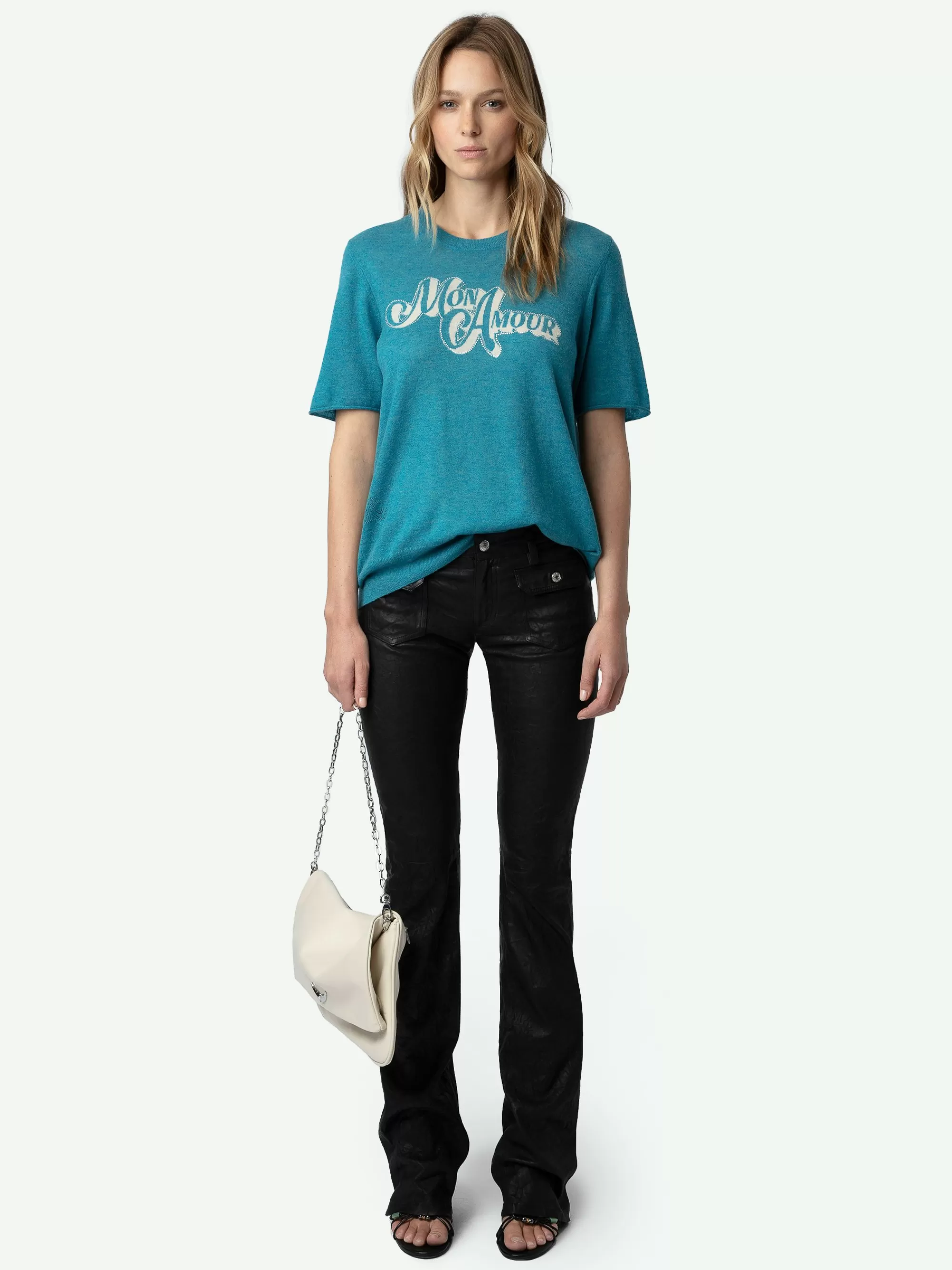 Sweaters & Cardigans | Cashmere | Zadig&Voltaire Ida Diamante Amour Cashmere Sweater Aqua