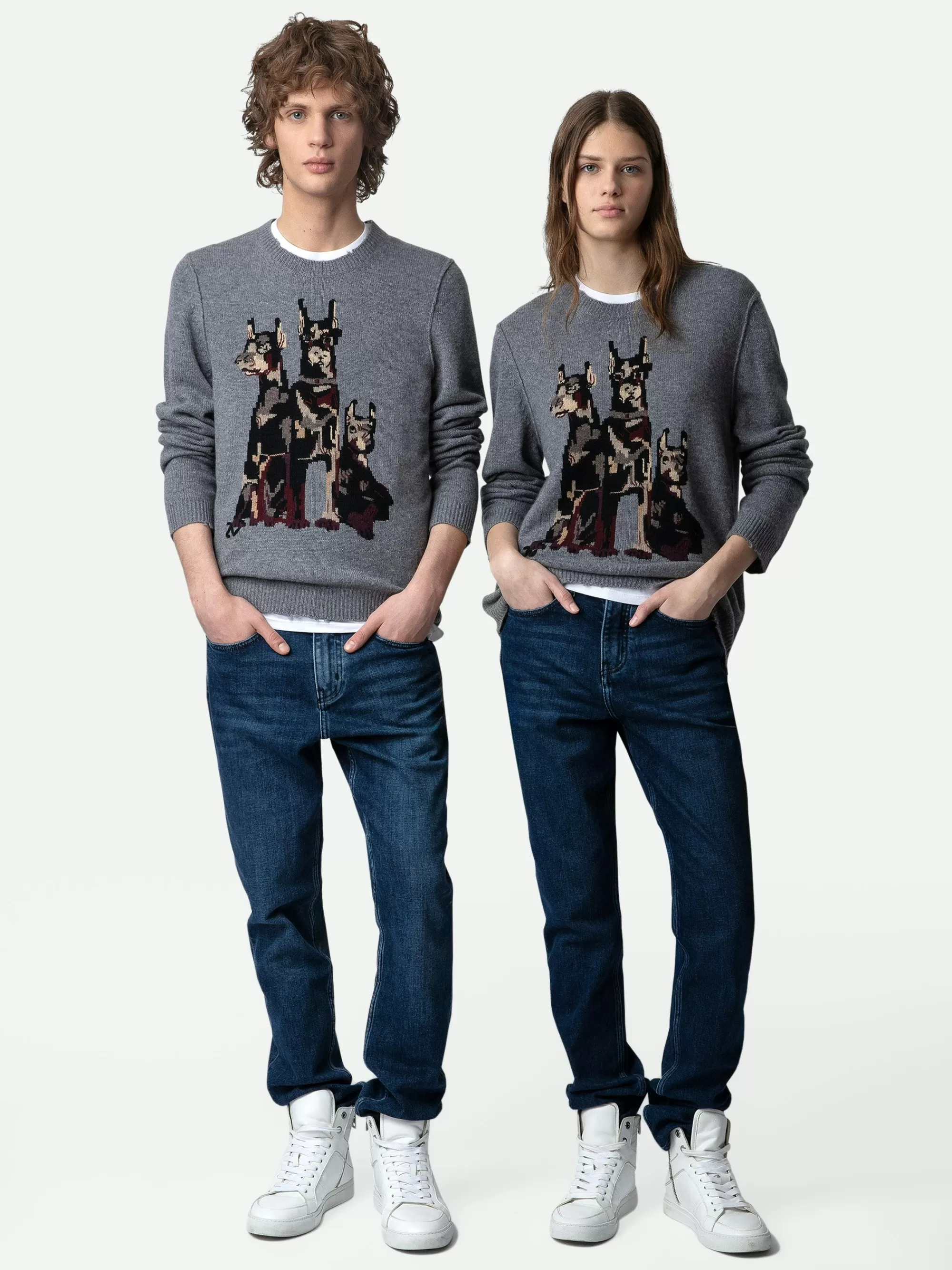 Spring/Summer 2024 | Unisex | Zadig&Voltaire Kennedy Cashmere Sweater Gris moyen