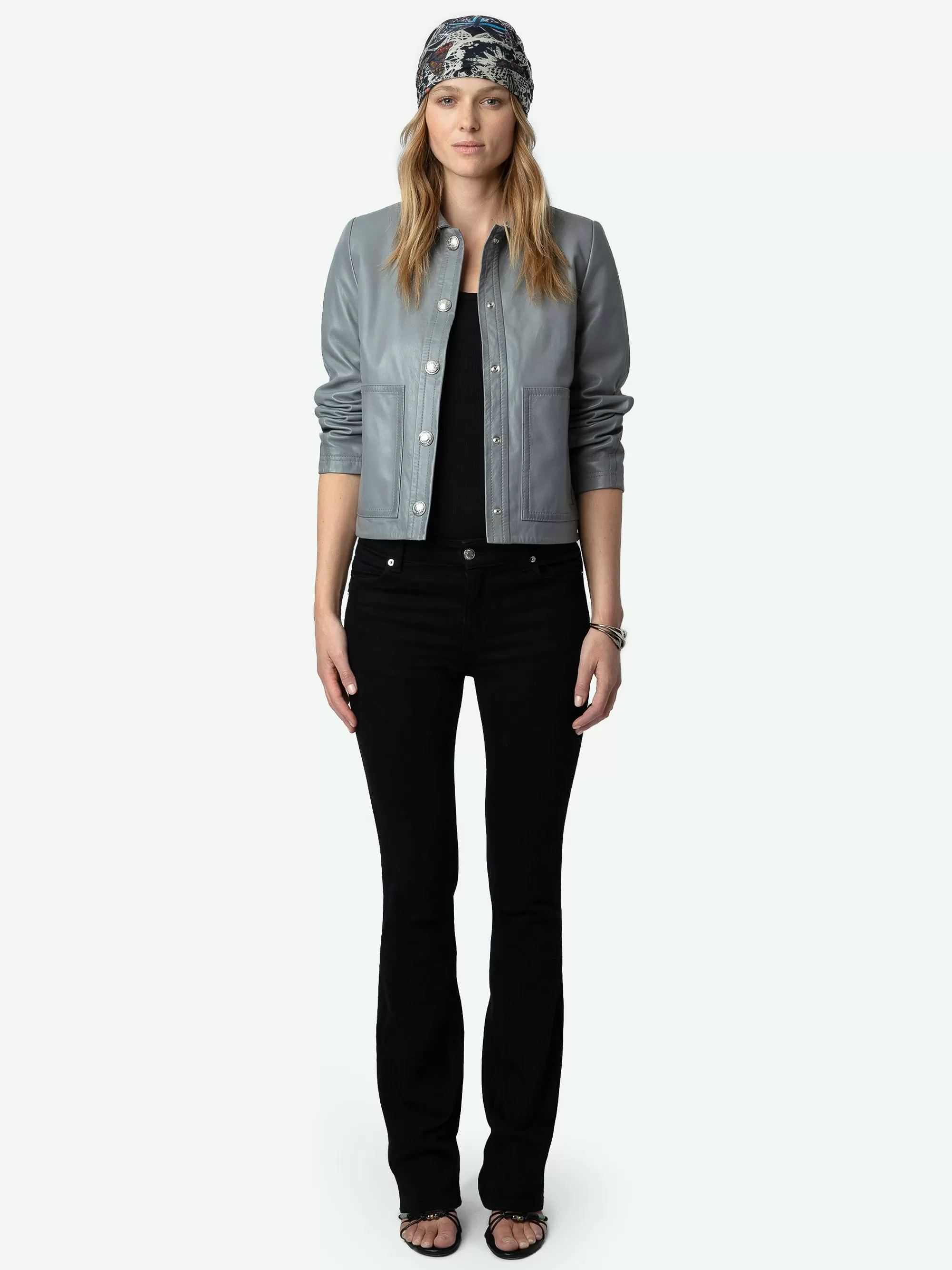 Jackets & Coats | Leather | Zadig&Voltaire Litchi Leather Jacket Iron