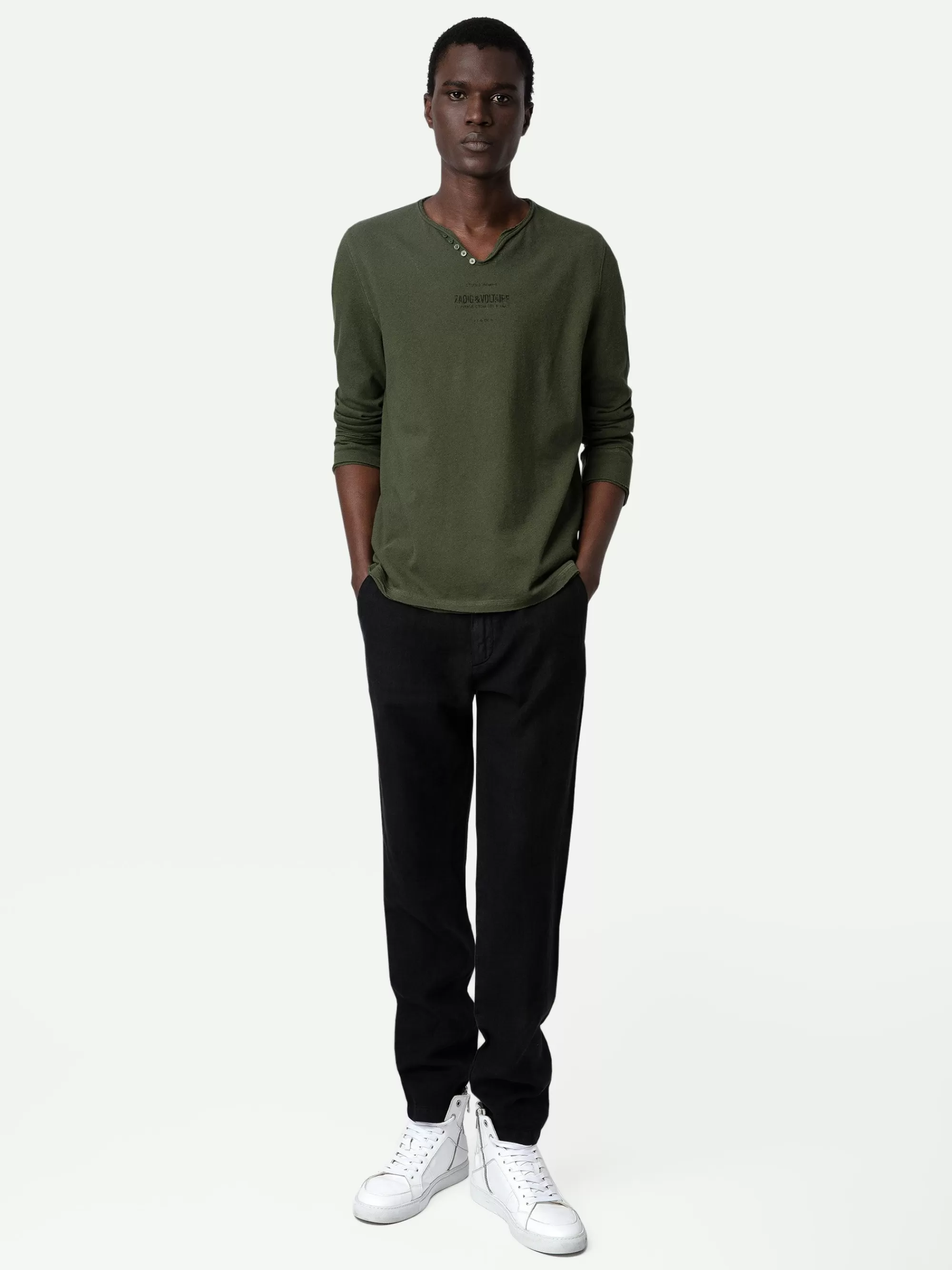 Spring/Summer 2024 | T-Shirts | Zadig&Voltaire Monastir Henley T-shirt Used kaki