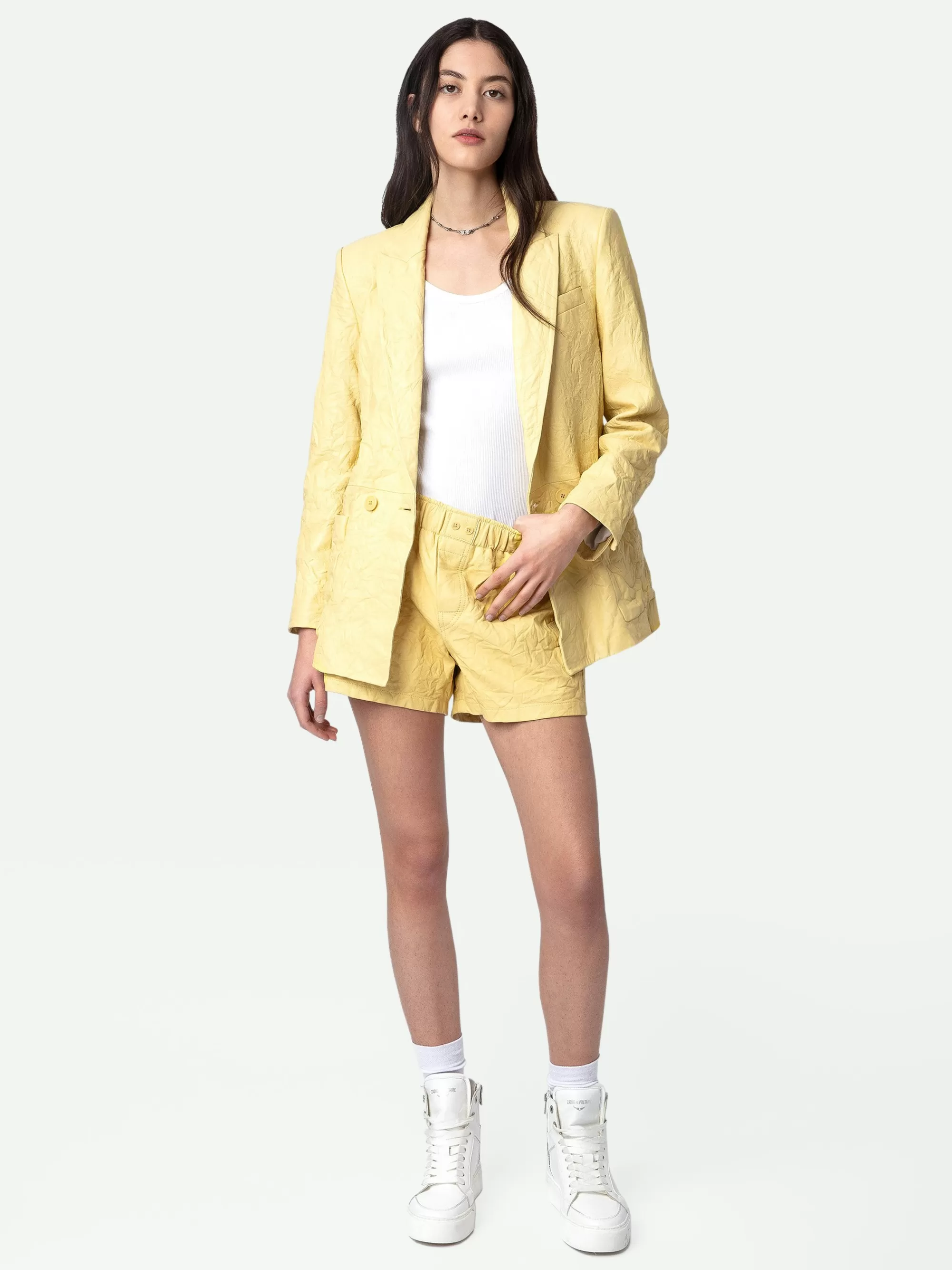 Leather | Leather Your Way | Zadig&Voltaire Pax Crinkled Leather Shorts Shea
