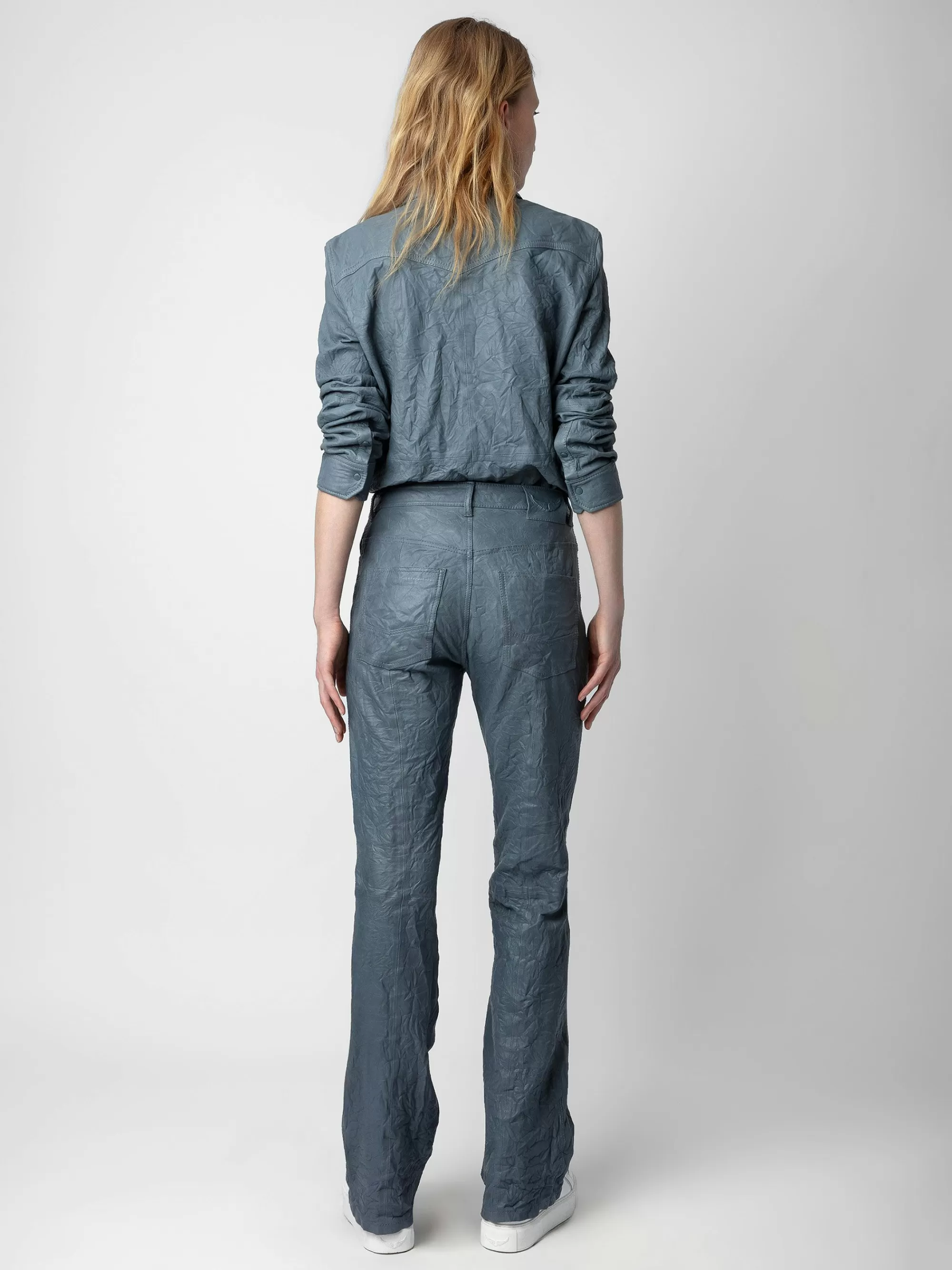 Leather | Leather Your Way | Zadig&Voltaire Pistol Crinkled Leather Pants Light blue