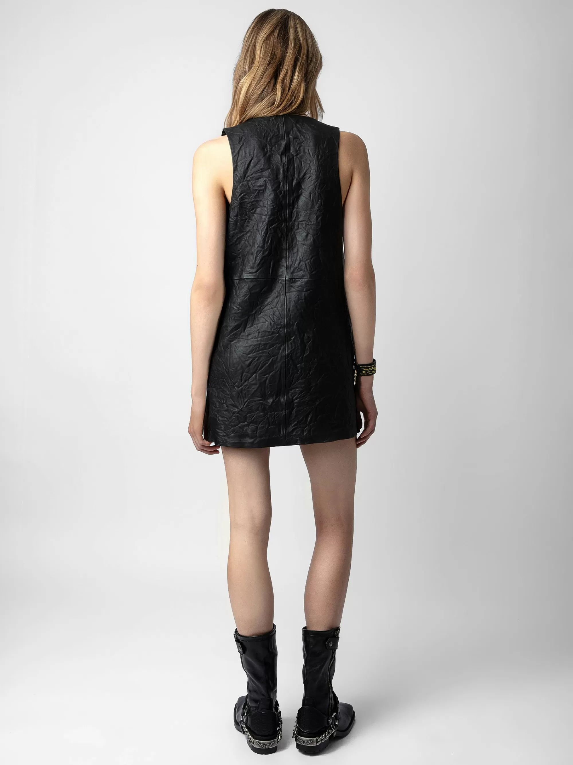 Dresses & Skirts | Leather | Zadig&Voltaire Rasha Crinkled Leather Dress Black