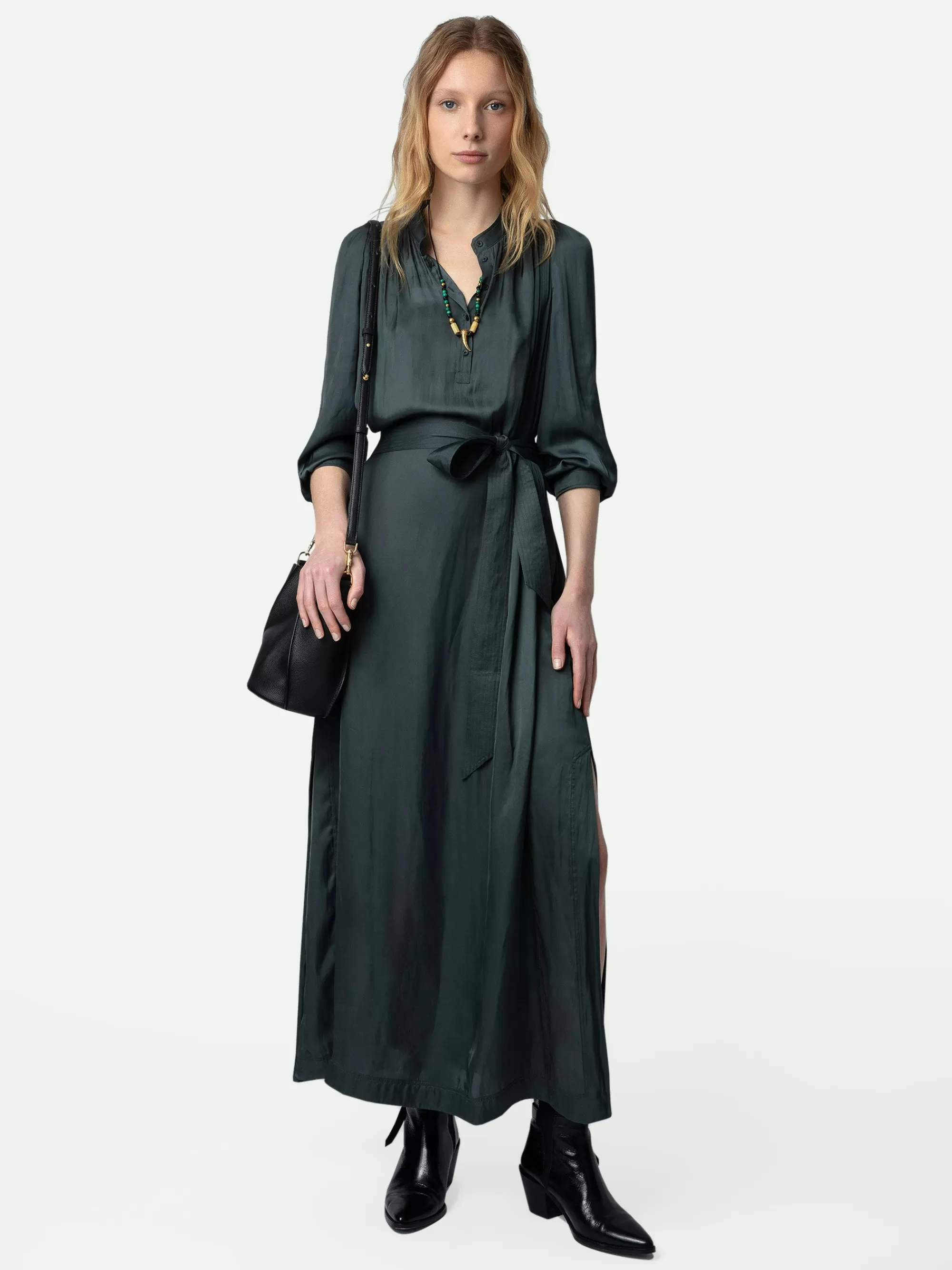 Spring/Summer 2024 | Shop New In | Zadig&Voltaire Ritchil Satin Dress Nori