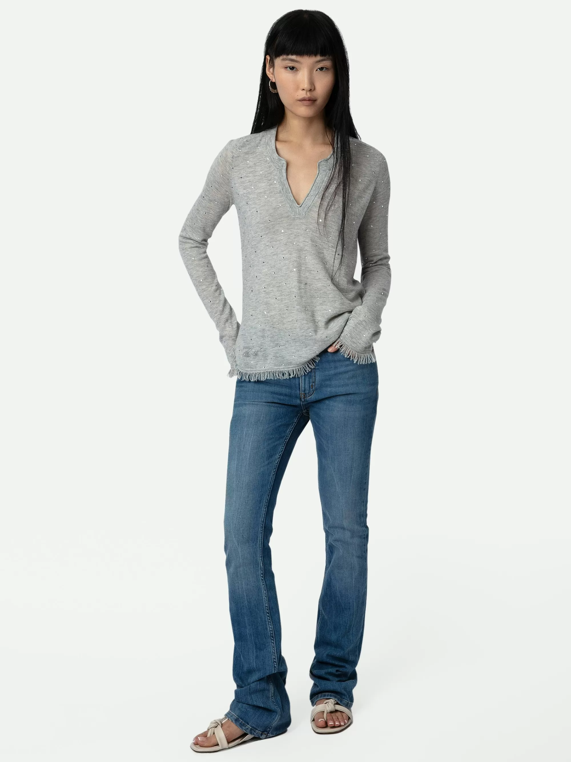 Sweaters & Cardigans | Cashmere | Zadig&Voltaire Riviera Cashmere Sweater Gris chine clair