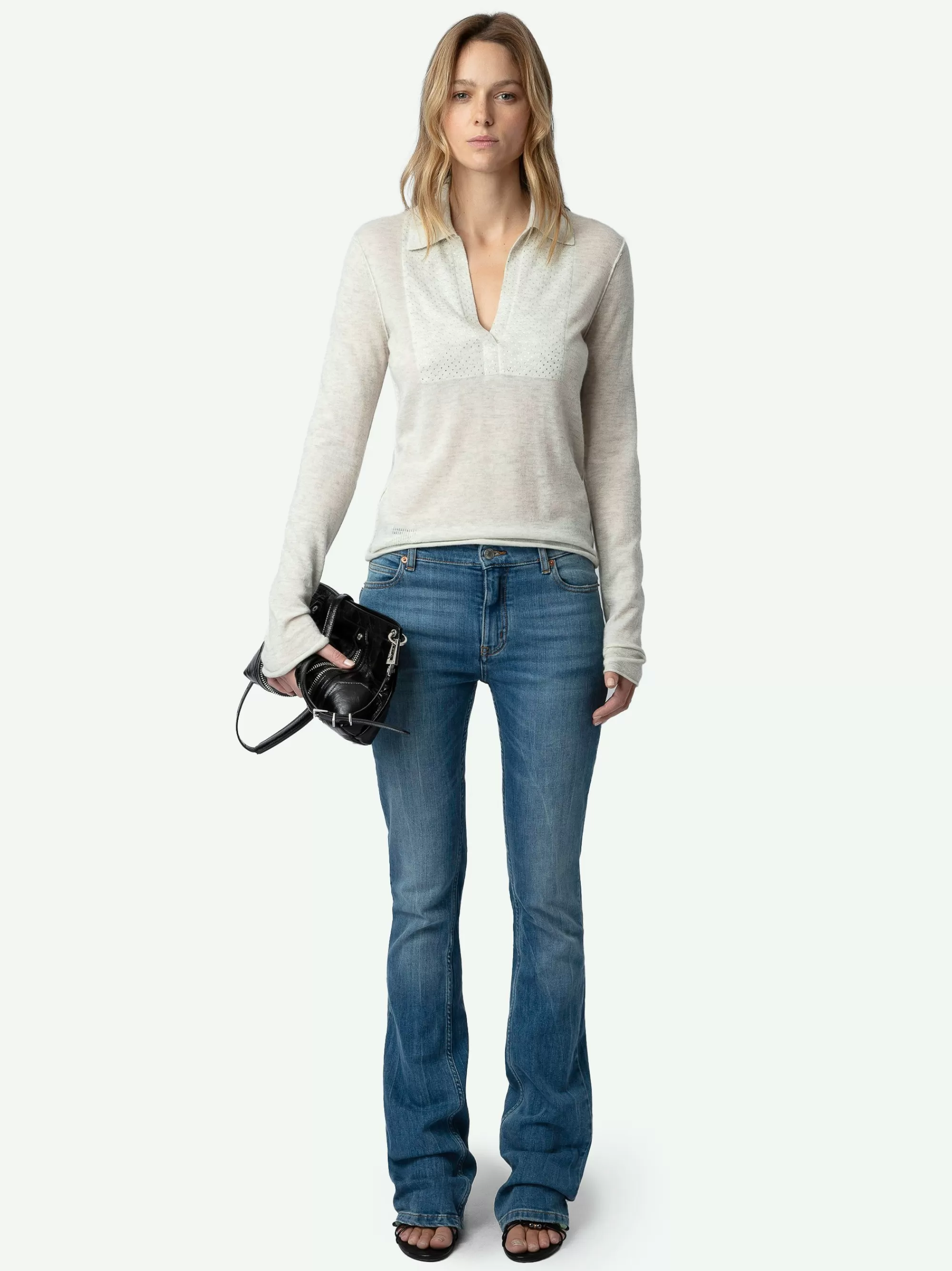 Sweaters & Cardigans | Cashmere | Zadig&Voltaire Sally Diamante Cashmere Sweater Neige
