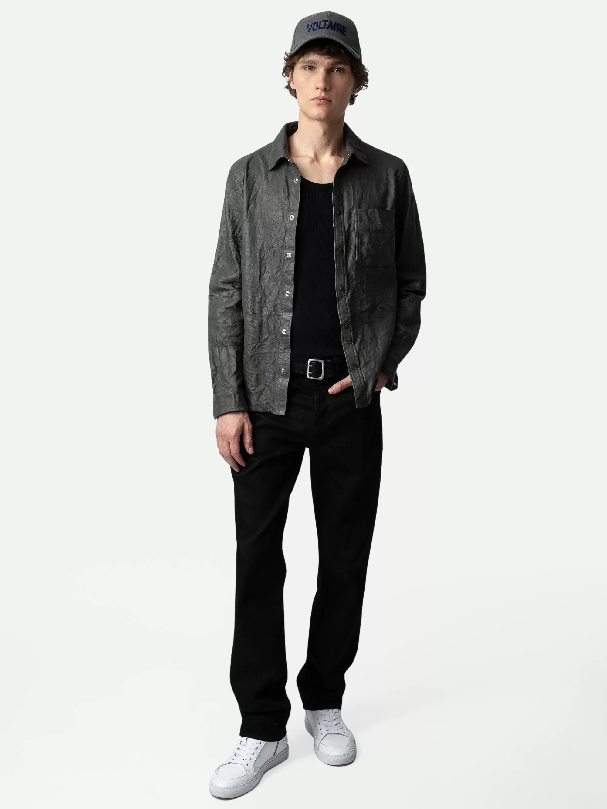 Spring/Summer 2024 | Shirts | Zadig&Voltaire Serge Crinkled Leather Shirt Elephant