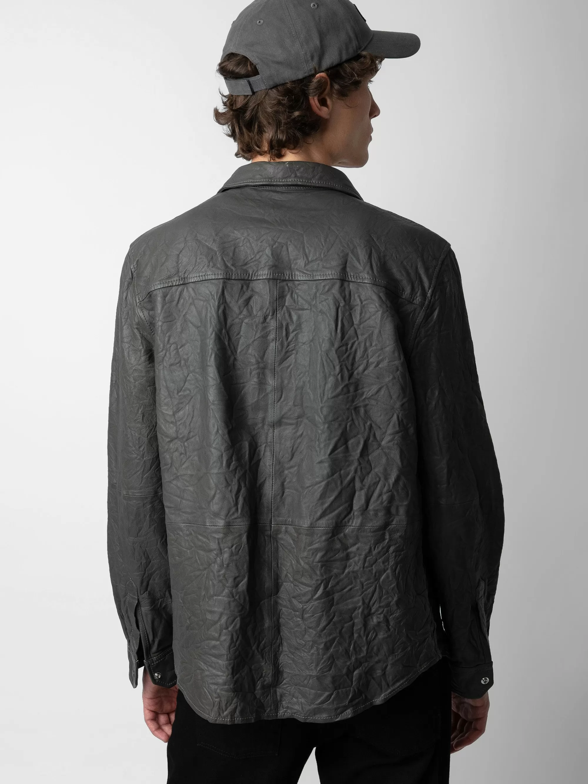 Spring/Summer 2024 | Shirts | Zadig&Voltaire Serge Crinkled Leather Shirt Elephant