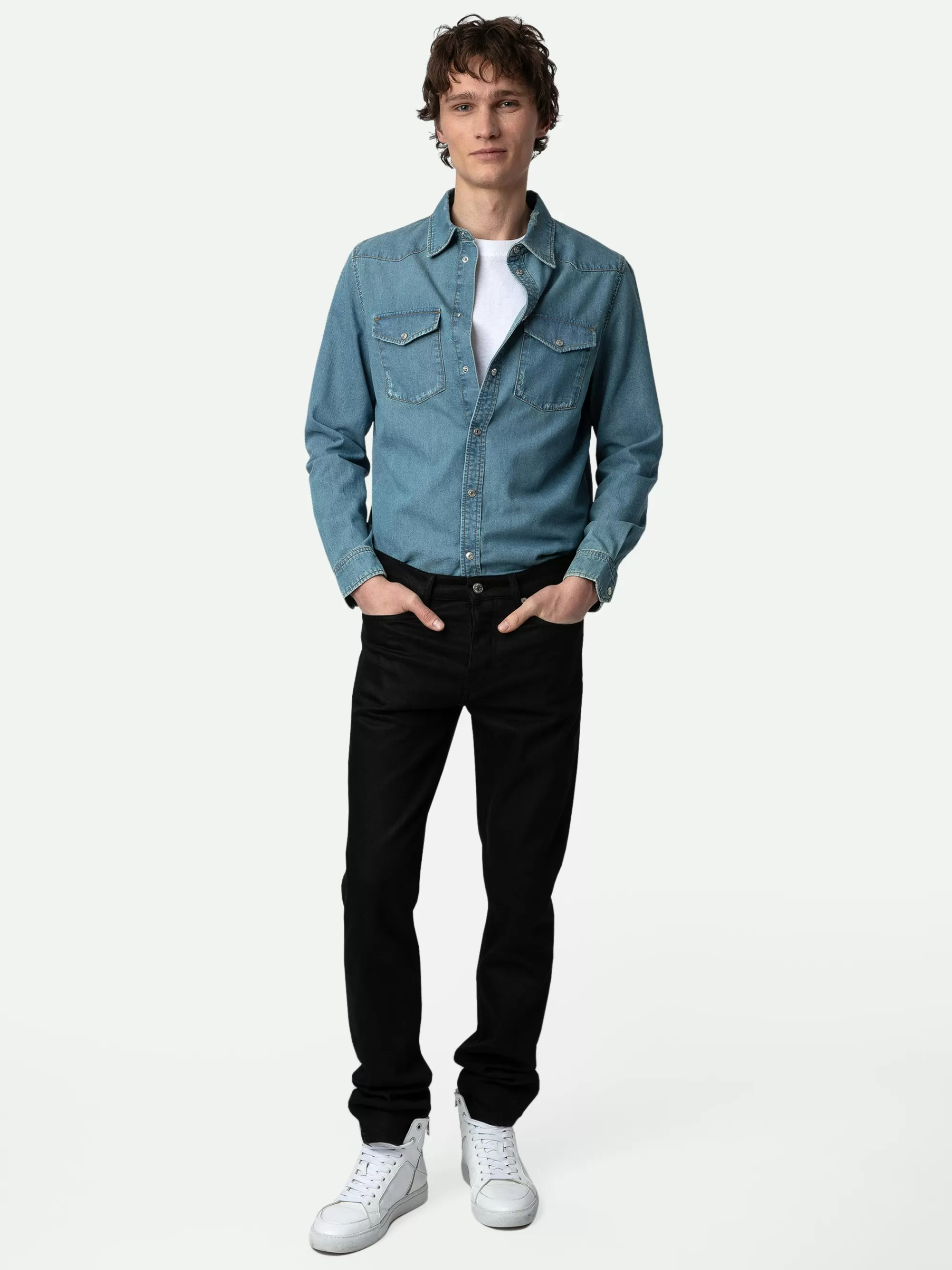 Spring/Summer 2024 | Shirts | Zadig&Voltaire Stan Denim Shirt Ciel stone