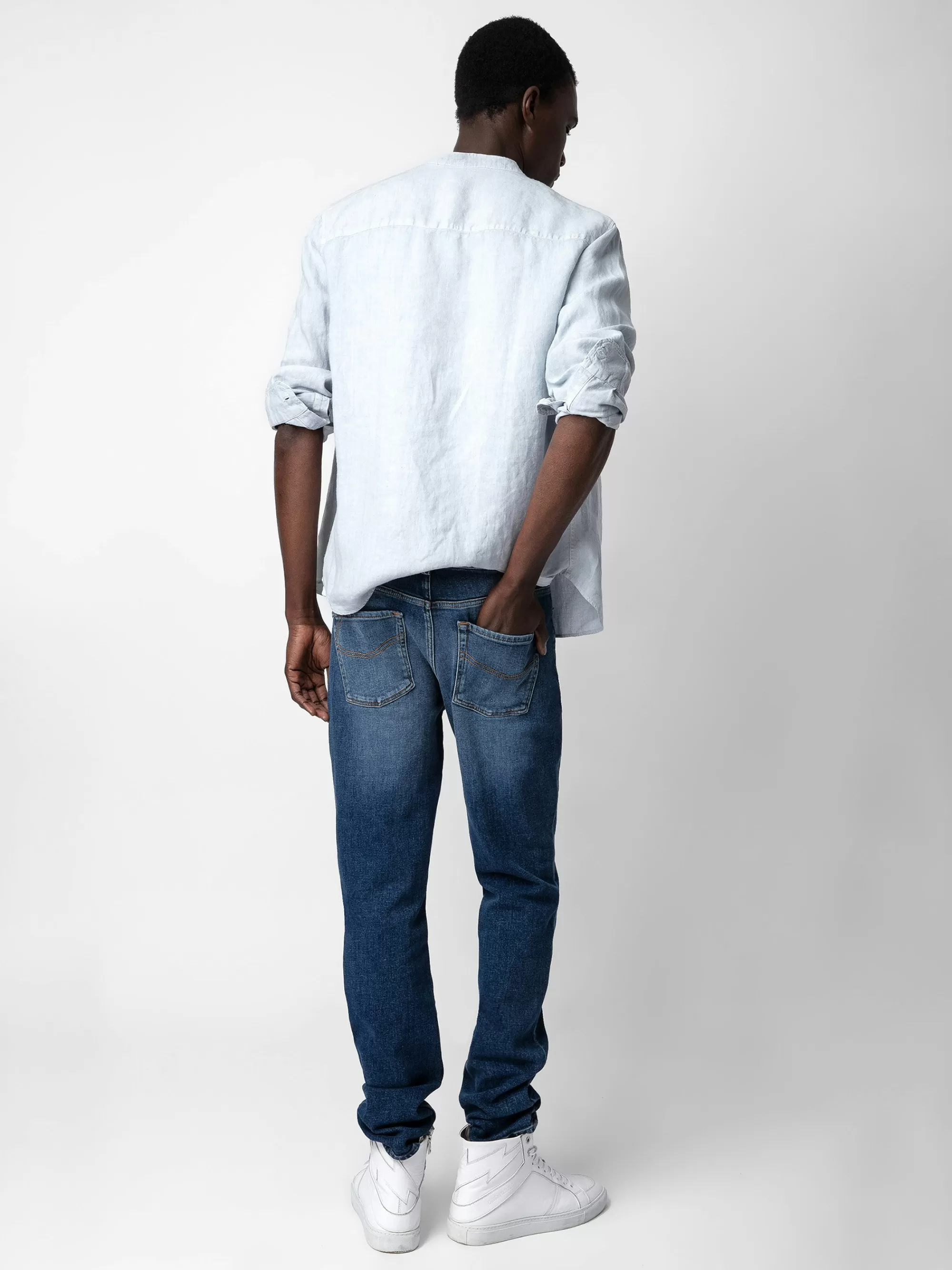 Spring/Summer 2024 | Shirts | Zadig&Voltaire Stan Linen Band Collar Shirt Ciel