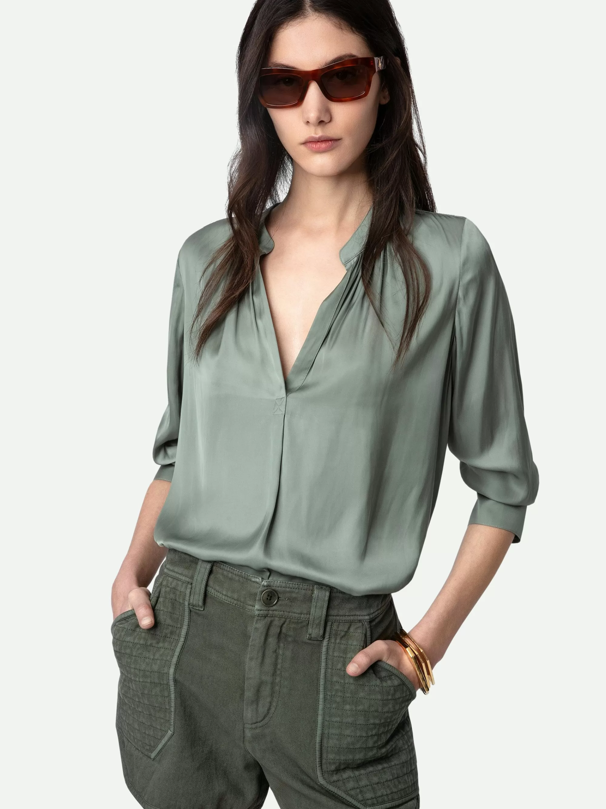 Tops & Shirts | Spring/Summer 2024 | Zadig&Voltaire Tink Satin Blouse Treillis